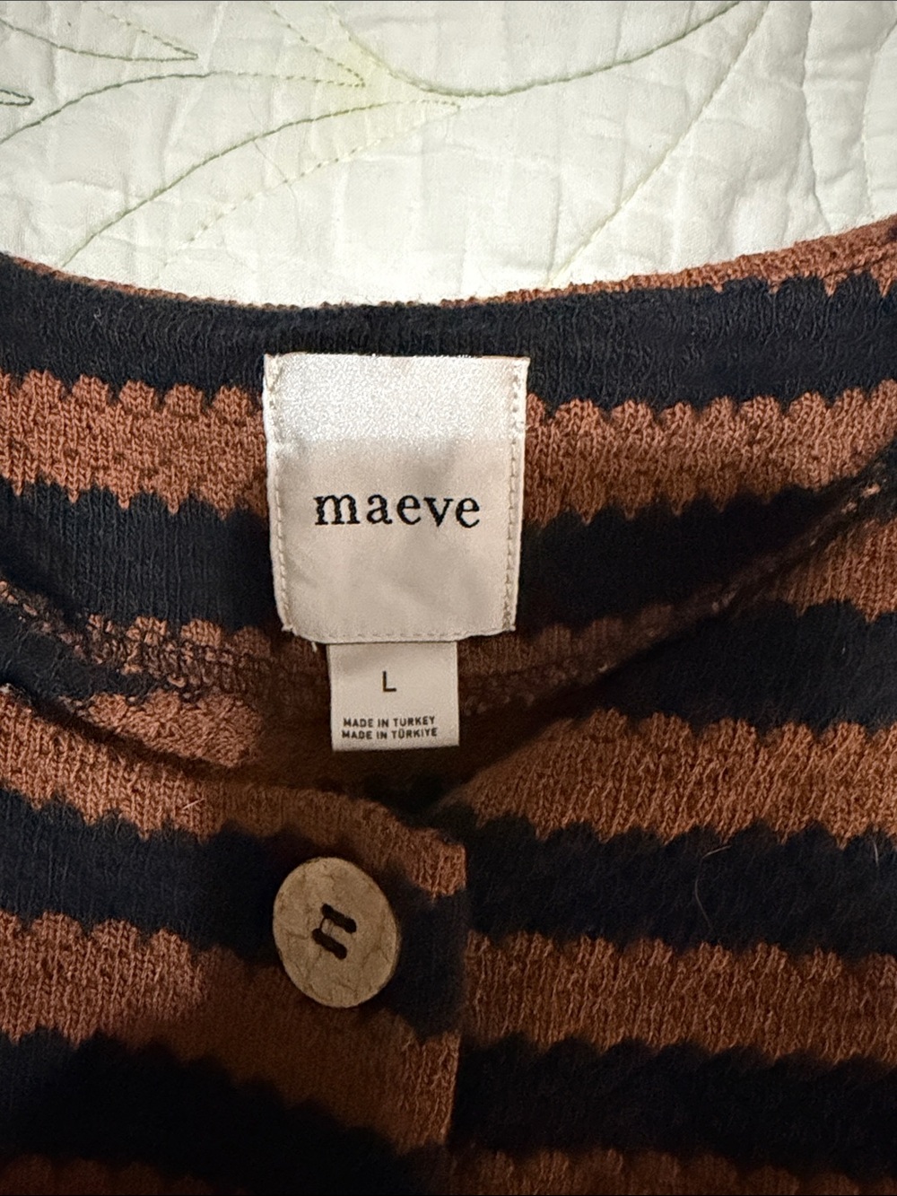 Maeve Black and Brown Striped Knit vest with Front Buttons - Picture 2 of 3